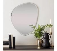 Biznest Frameless Asymmetric Decorating Mirror - Irregular Shape Beveled Wall 50X70Cm Pebble Silver for Living Room, Bedroom, Bathroom (Design 843)