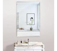 Biznest Frameless Wall Mirror 60X45Cm Rectangle Bevelled Corner Mounted Modern Home Decor For Bathroom Bedroom Living Room