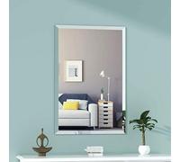 Biznest Frameless Wall Mounted Mirror Home Decor Modern Frame Less Wall Mirror (40X50Cm Rectangle Bevelled Corner)