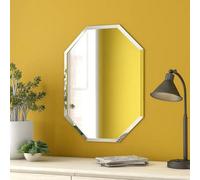 Biznest Frameless Wall Mounted Mirror Home Decor Modern Frame Less Wall Mirror (50X40Cm Octagonal)