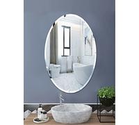 Biznest Frameless Wall Mounted Mirror Home Decor Modern Frame Less Wall Mirror For Bathroom Bedroom Living Room Pick Yours Size (50x70cm Oval Shape)