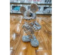 Biznest Free Standing Large Silver Crushed Mickey Mouse With Heart in Hand Crystal Diamond Gift Ornament