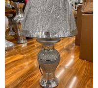 Biznest Full Border Base & Shade Silver Glitter Jewel Diamond Table With Lamp Shade Ornament Home Gift