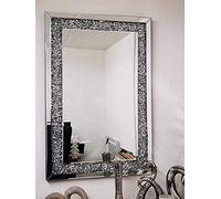 Biznest Full Border Crushed Jewel Wall Mirror Loose Diamante New Crystal Square Decor Mirror Gift 50X60Cm