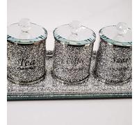 Biznest Full Crushed Diamond Rectangle Tray Candle Holder, Home Décor 39X18Cm Elegant Addition To Your Home- Best Gift