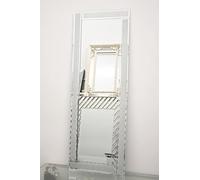 Biznest Full Length Sparkle Silver Glitter Wall Mirror Frame Glass Living Room Lounge 40X110Cm