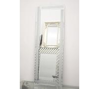 Biznest Full Length Sparkle Silver Glitter Wall Mirror Frame Glass Living Room Lounge 40X110Cm
