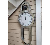 Biznest Full Mirrored Grandfather Round Style Large Wall Clock Sparkly Silver Mirrored