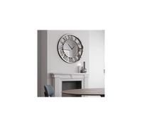 Biznest Full Mirrored Round Wall Clock Large Roman Numeral Silent Clock Silver Finish Modern Home Decorative Mount (80x80cm)