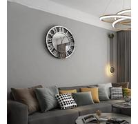 Biznest Full Mirrored Round Wall Clock Large Roman Numeralclock Silver Finish Modern Home Decorative Mount (80X80Cm)