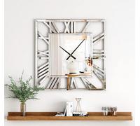 Biznest Full Mirrored Square Wall Clock Roman Numeral