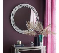 Biznest Glam Gem Edge Round Wall Mirror 76Cm, Home Decorative, Living Room, Bedroom Room, Eye-Catching Design