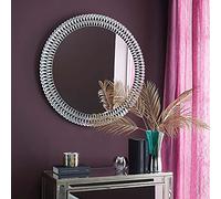 Biznest Glam Gem Edge Round Wall Mirror 76Cm, Home Decorative, Living Room, Bedroom Room, Eye-Catching Design