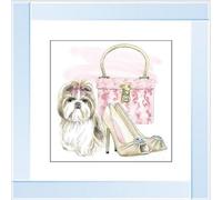 Biznest Glamour Pups Ii Picture Liquid 3D Wall Decor Glitter Wall Art Mirrored Frame Home Decoration Bedroom Living Room 55X55Cm B-Fs002