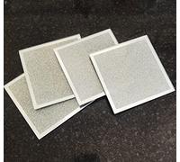 Biznest Glitter Glass Square Shaped Sparkle Coasters 10X10Cm & Placemats 20X30Cm Set Dining Table Mats Kitchen Luxurious Lifestyle Household (4 Coasters)