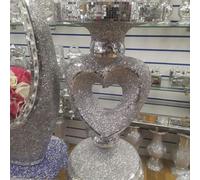 Biznest Glittered Venetian Love Mirrored Side Table With Love Heart Base Mirror Top