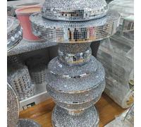 Biznest Glittered Venetian Mirrored Side Table With Tree Base Vase