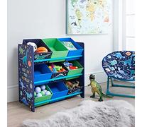 Biznest Glow in the Dark Dinosaur Blue 9 Tub Storage Drawers W65 X D30 X H60Cm