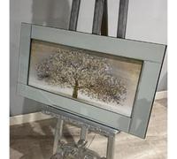 Biznest Gold Cherry Blossom Tree Picture Liquid 3D Wall Decor Glitter Wall Art Mirrored Frame Home Deco 85X45Cm Ls371 105