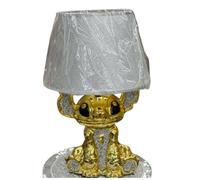 Biznest Gold Crushed Diamond Stitch Table Lamp With Shade Ceramic