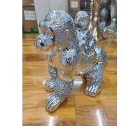 Biznest Sparkle Ornament Bling Crushed Diamond Gift Silver Monkey Animal sculpture Truths of Man statuette all Occasion, Home Decor