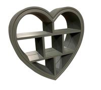 Biznest Grey Heart Mirror Shelf Sections Decorative Wall Shelf