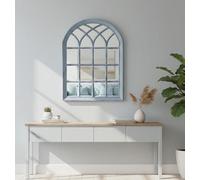 Biznest Grey Rustic Soho Window Style Mirror Elegant Vintage Hallway Mirror 50.5X71X2.5Cm (Grey Rustic)