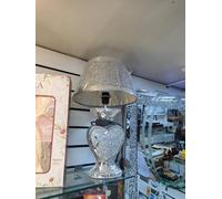 Biznest Heart Shape Table Lamp Crushed Crystal Diamond Glitter Effect Silver Finish Sparkle Shelf Decor Shade Home Lighting Bling Ornament Fixture Interior Design Mirrored Border Gift Idea 54Cm Height