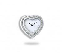 Biznest Heart-Shaped Crystal Mirrored Wall Mounted Clock Silver Crushed Diamond Glass Roman Numeral Display Perfect Home Office Decor Battery Powered Clear Dial Luxury Bling Gift Silent Design 30 Cm