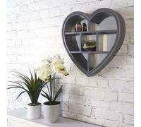 Biznest Heart Shaped Mirror With Shelf - Grey