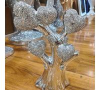 Biznest Heart Tree Crushed Jewel Romany Diamante Silver Shelf Sitter Ornament Home Décor