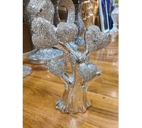 Biznest Heart Tree Crushed Jewel Romany Diamante Silver Shelf Sitter Ornament Home Decor