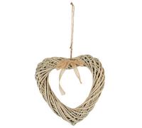 Biznest Heart With Ribbon Wall Hanging Wicker Ornament Rustic Grey Home Deco Artwork Sculpture Special Occasions Gift Idea 35Cm