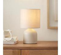 Biznest Hebe Ribbed Ceramic Table Lamp Beautiful Decor Accent, Multiple Colours Available 25 X 14 Cm (Grey)