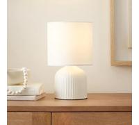 Biznest Hebe Ribbed Ceramic Table Lamp Beautiful Decor Accent, Multiple Colours Available 25 x 14 cm (Cream)