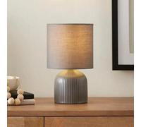 Biznest Hebe Ribbed Ceramic Table Lamp Beautiful Decor Accent, Multiple Colours Available 25 X 14 Cm (Graphite)