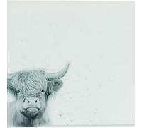 Biznest Highland Cow Worktop Saver White-Grey Large Glass Board Kitchen Cutting Board Non-Slip Feet 30X40Cm