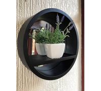 Biznest Home Stuff Retro Round Porthole Mirror With Shelf Bathroom Deep Mirror Shelf 31Cm Black