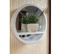 Biznest Home Stuff Retro Round Porthole Mirror With Shelf Bathroom Deep Mirror Shelf 31Cm White