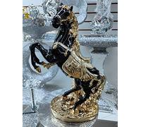 Biznest Horse Statue Standing Horse Gold & Black Resin Statue for Home Sculpture Rearing Horse Art Figurine Decorative