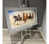 Biznest Horses Run Free Picture Liquid 3D Wall Decor Glitter Wall Art Mirrored Frame Home 85X45Cm An732