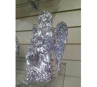 Biznest ITALIAN SILVER ANGEL ROMANY BLING CHRISTMAS ORNAMENT CERAMIC CRUSH DIAMOND