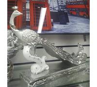 Biznest Italian White Silver Peacock Stand Romany Diamante Gift Ornament Home