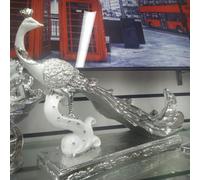 Biznest Italian White Silver Peacock Stand Romany Diamante Gift Ornament Home