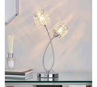 Biznest Jaimee 2 Light Chrome Table Lamp Beautiful Bedside & Desk Table Lamp H 40Cm X W 25Cm
