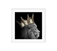 Biznest King Lion Gold Glitter Liquid Wall Art