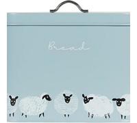 Biznest Kitchen Decoration Storage Set Of 3 Highland Flock Sheep Design Oval Bread Bin Grey Carbon Steel 22.6X34.5X19 Cm