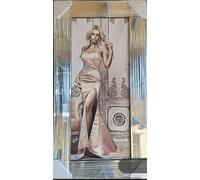 Biznest Lady In Wedding/Party Dress 3D Glitter Liquid Glass Wall Art Decor Silver Mirrored Portrait Frame Multicoloured 85 X 45 Cm (Golden Dress)