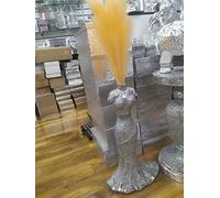 Biznest Lady Style Floor Vase Large 40X60Cm Crushed Diamond Crystal Sparkly Silver Mirrored Floor Vase