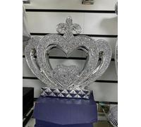 Biznest Large 3D Crushed Crystal Silver Crown Handicraft